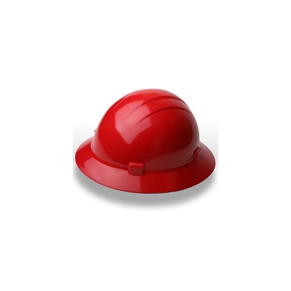 Erb Americana Full Brim Safety Helmets HAT STYLE: 4-PT NYLON SUSPENSION W/SLIDE-LOCK ADJUSTMENT, Red 19204 - main